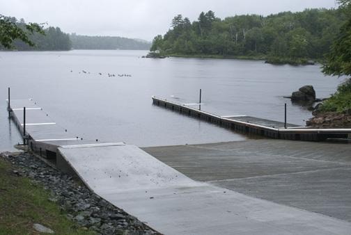 TechniDock commercial aluminum floating wood dock installation