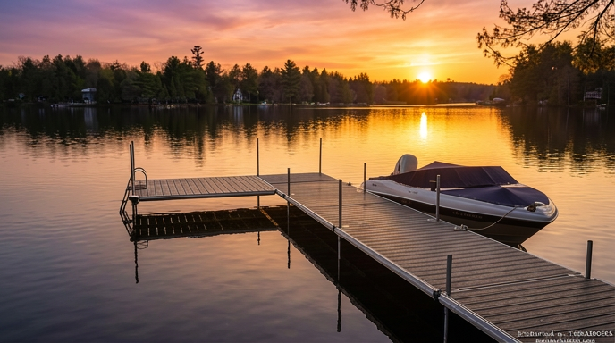 TechniDock dock at sunset on calm water