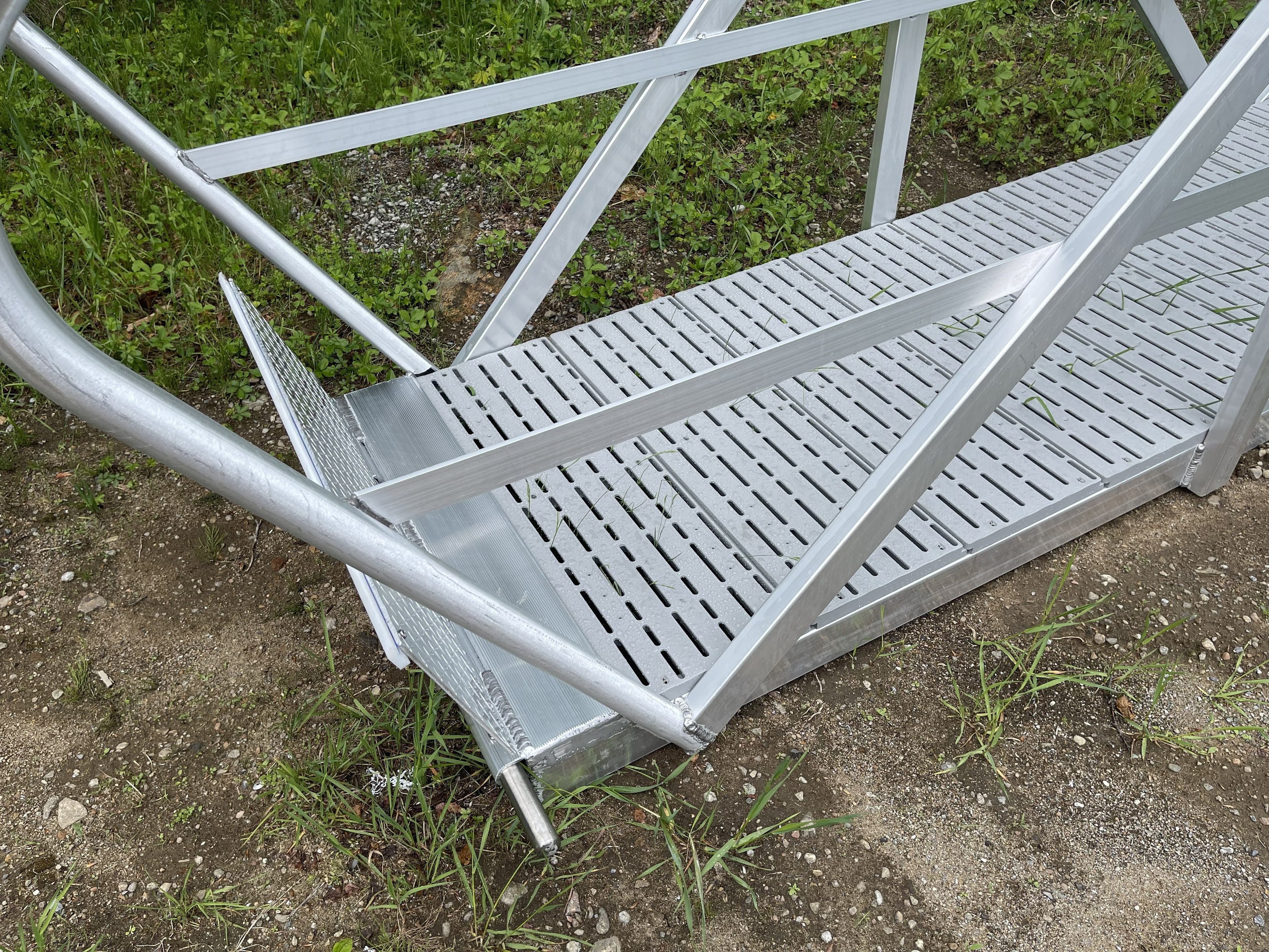 TechniDock aluminum gangway with Titan cable handrail and perforated decking