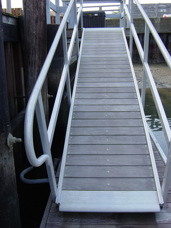TechniDock aluminum gangway with hardwood decking