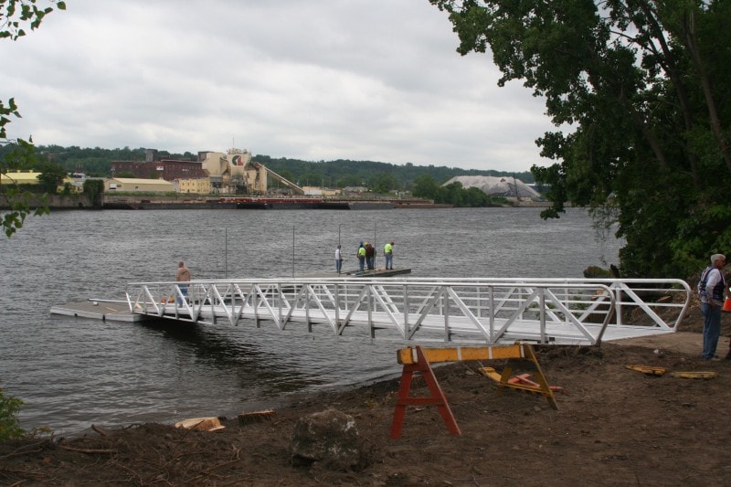TechniDock rowing dock installation on river